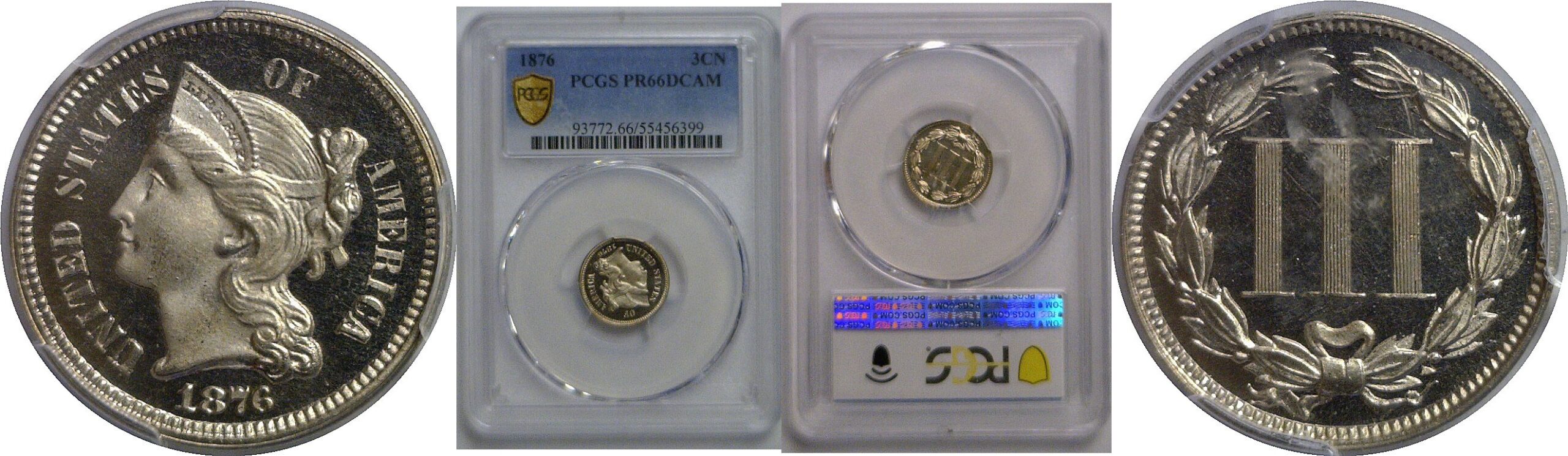 1876 Nickel Three Cent   PR-66 DCAM