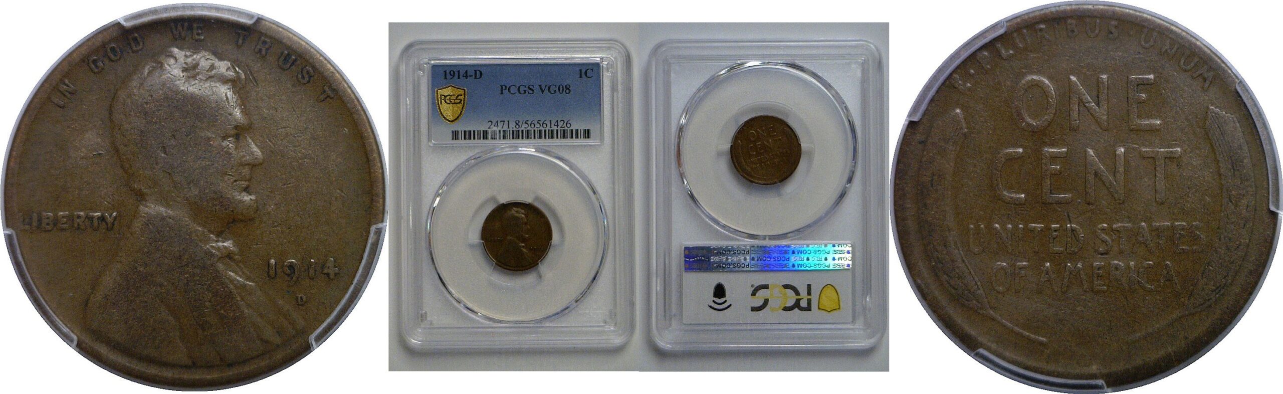 1914-D Lincoln Cent   PCGS VG-8