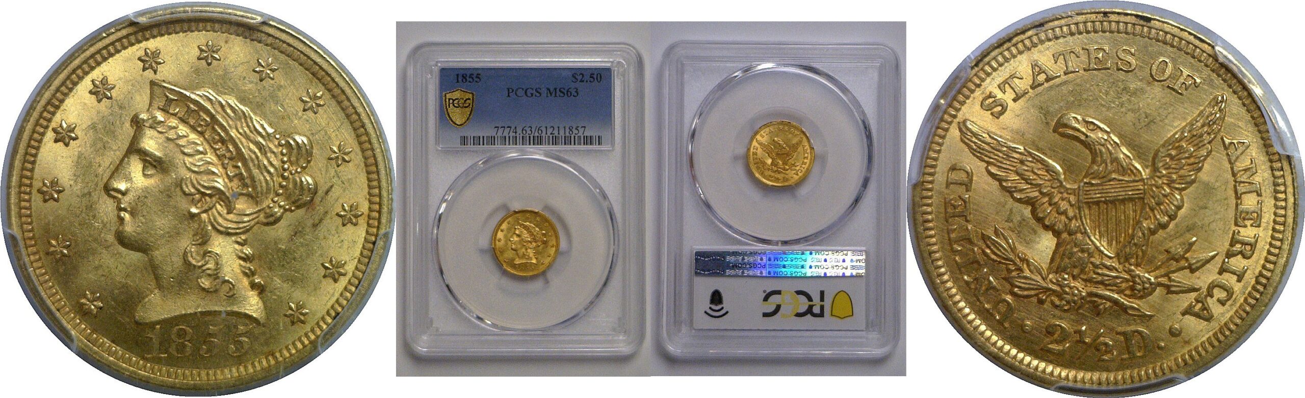 1855 $2 1/2 Liberty   PCGS MS-63