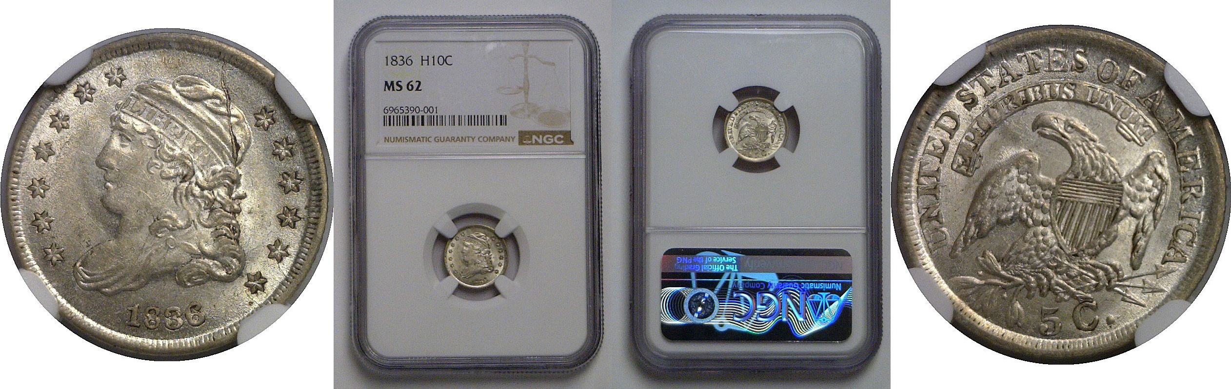 1836 Bust Half Dime   NGC MS-62