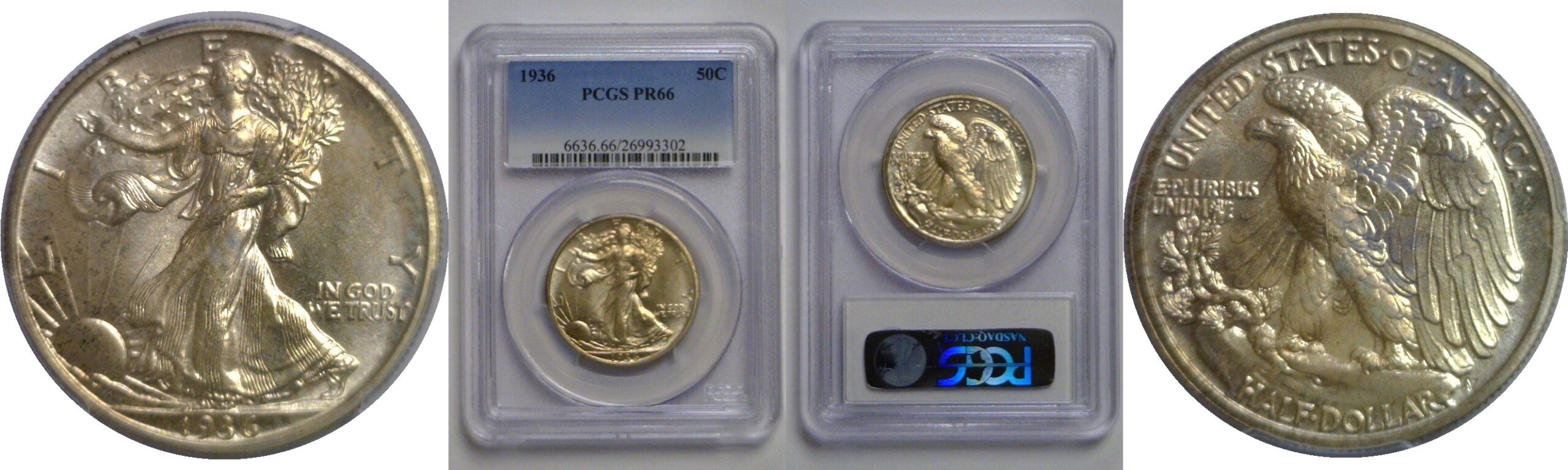 1936 Walking Liberty Half Dollar   PCGS PR-66