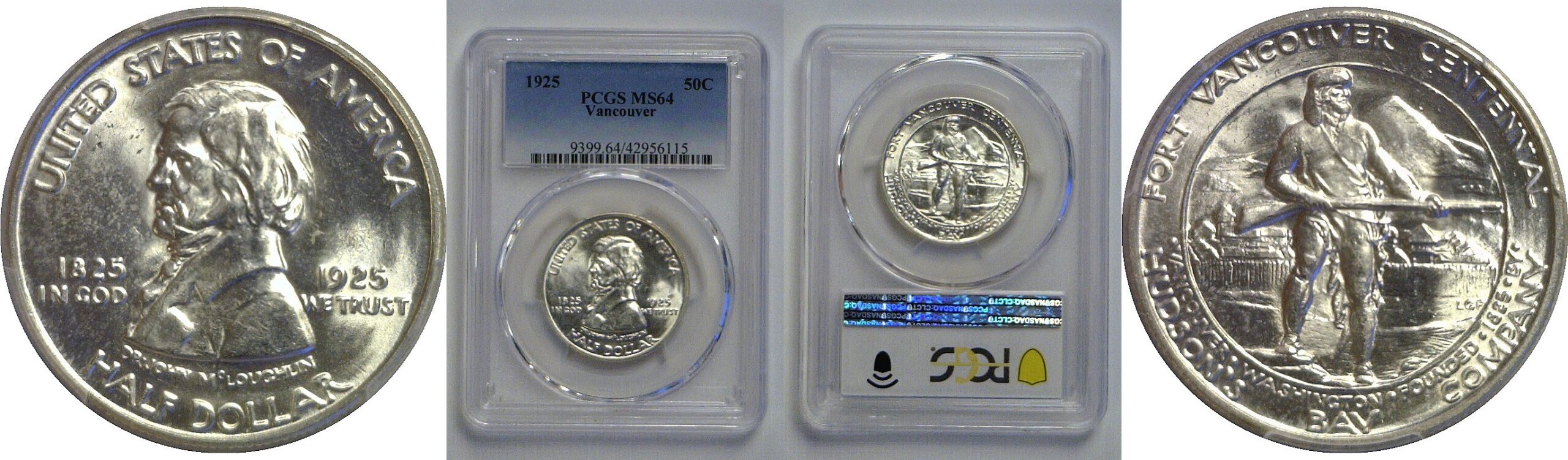 1925 Ft. Vancouver Commemorative Half Dollar   PCGS MS-64