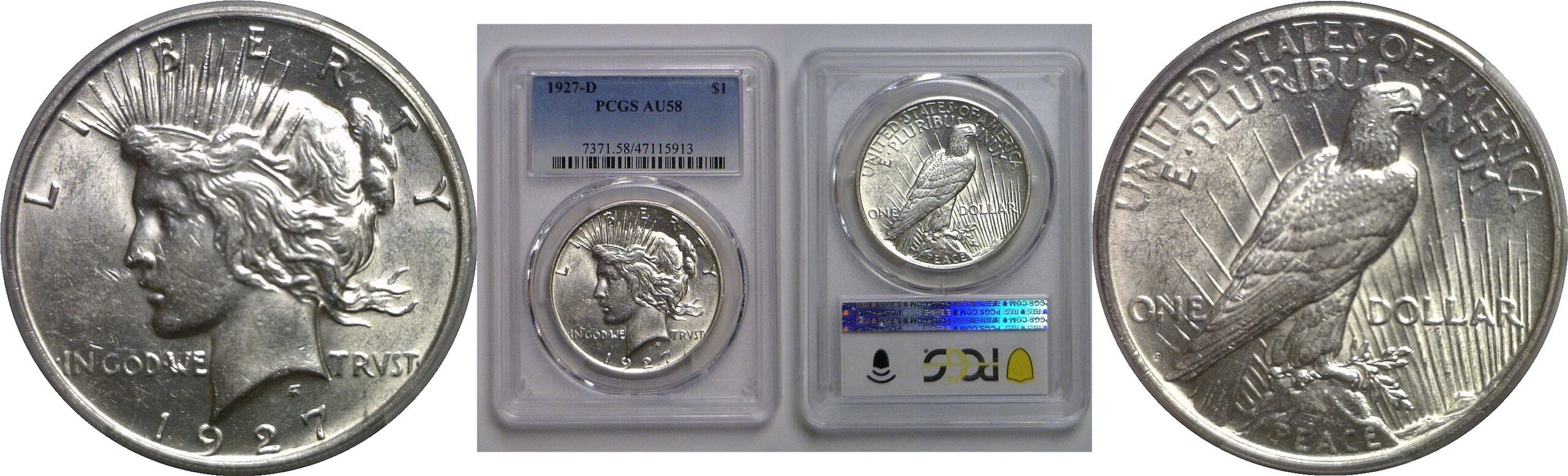 1927-D Peace Dollar   PCGS AU-58