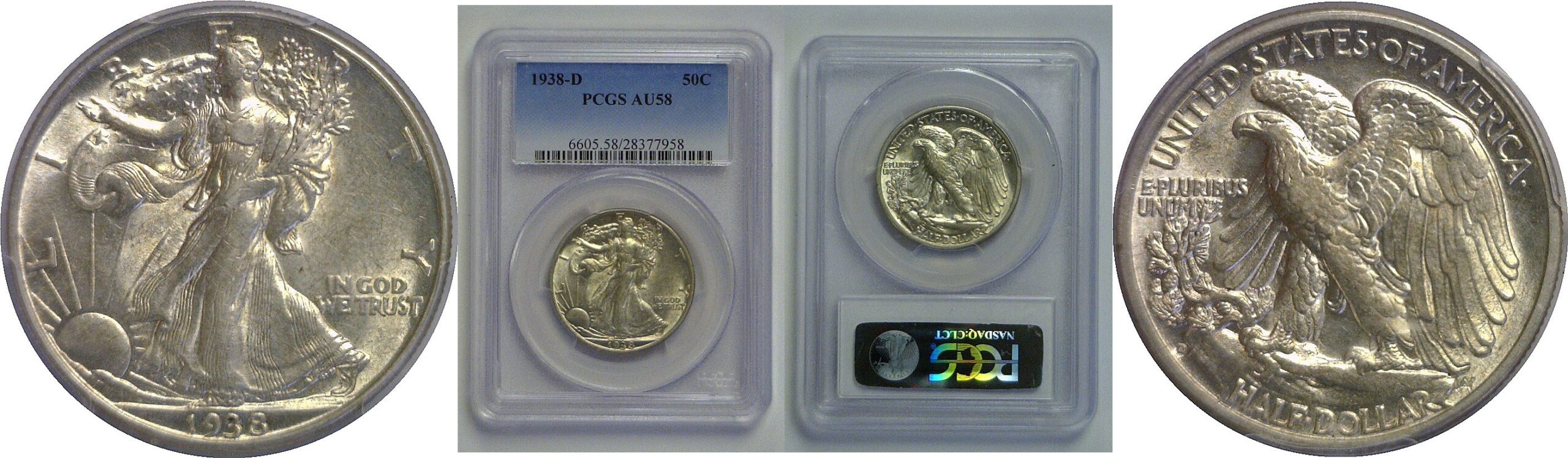 1938-D Walking Liberty Half Dollar   PCGS AU-58