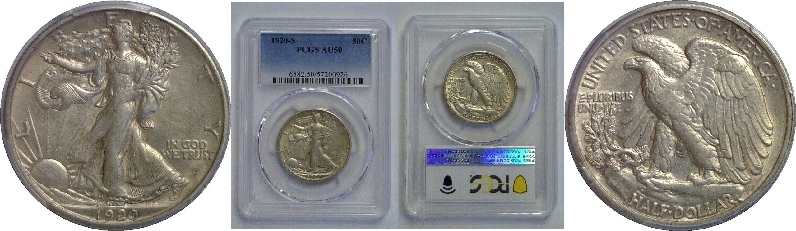 1920-S Walking Liberty Half Dollar   PCGS AU-50