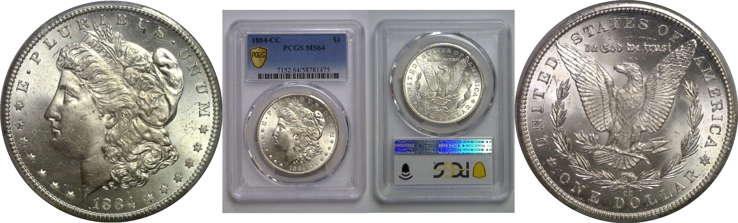 1884-CC Morgan Dollar   PCGS MS-64