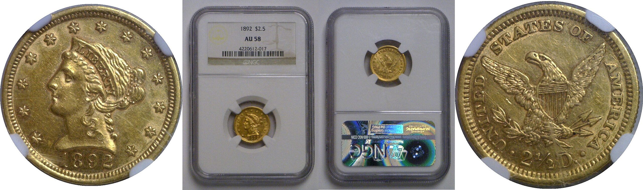1892 $2 1/2 Liberty   NGC AU-58