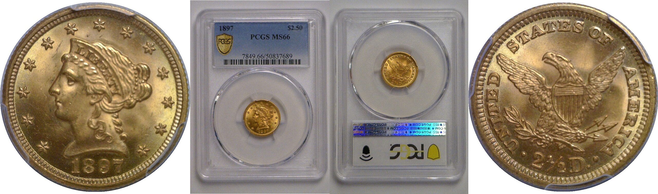1897 $2 1/2 Liberty   PCGS MS-66