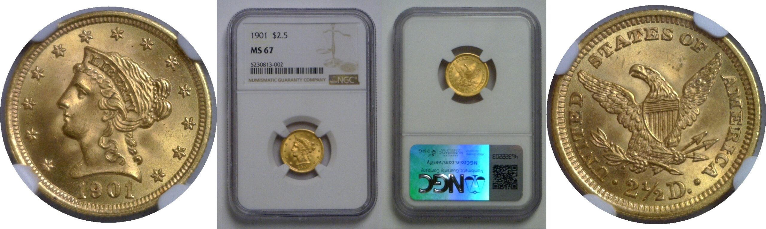 1901 $2 1/2 Liberty   NGC MS-67