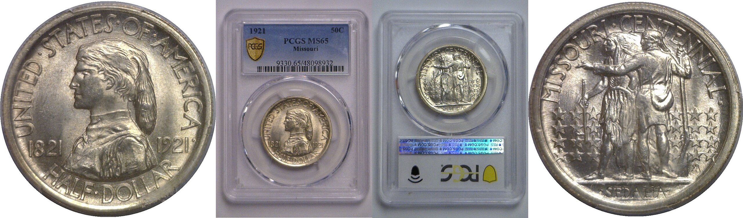 1921 Missouri Commemorative Half Dollar   PCGS MS-65