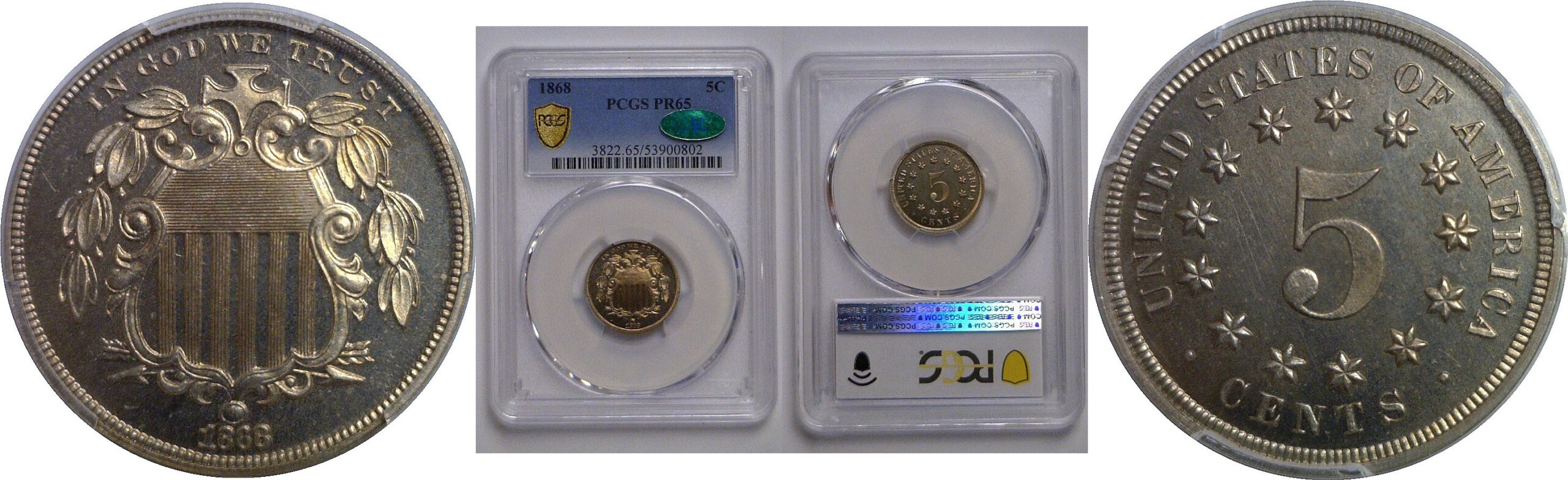 1868 Shield Nickel   PCGS PR-65  CAC