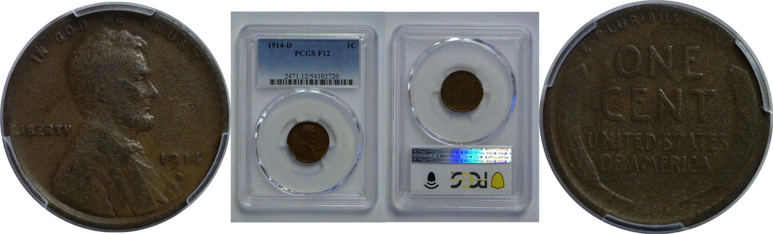 1914-D Lincoln Cent   PCGS F-12