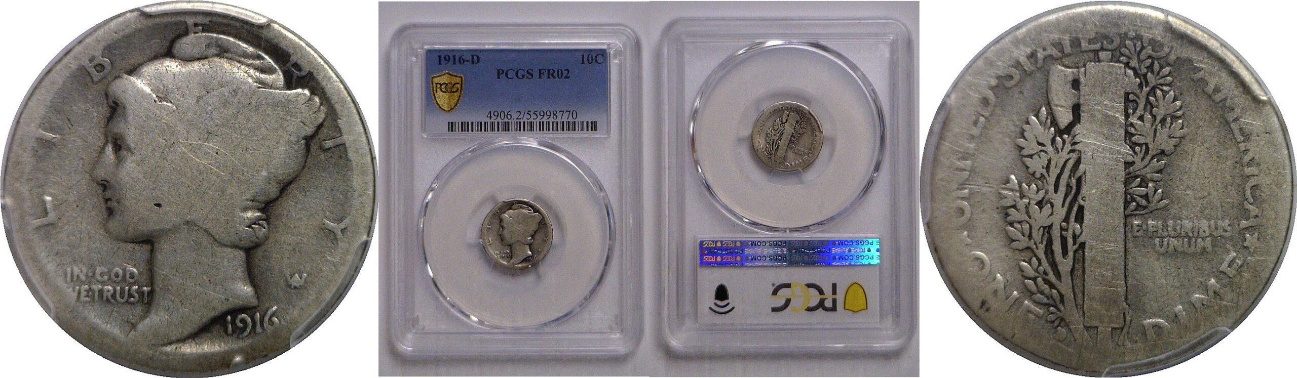 1916-D Mercury Dime   PCGS FR-2