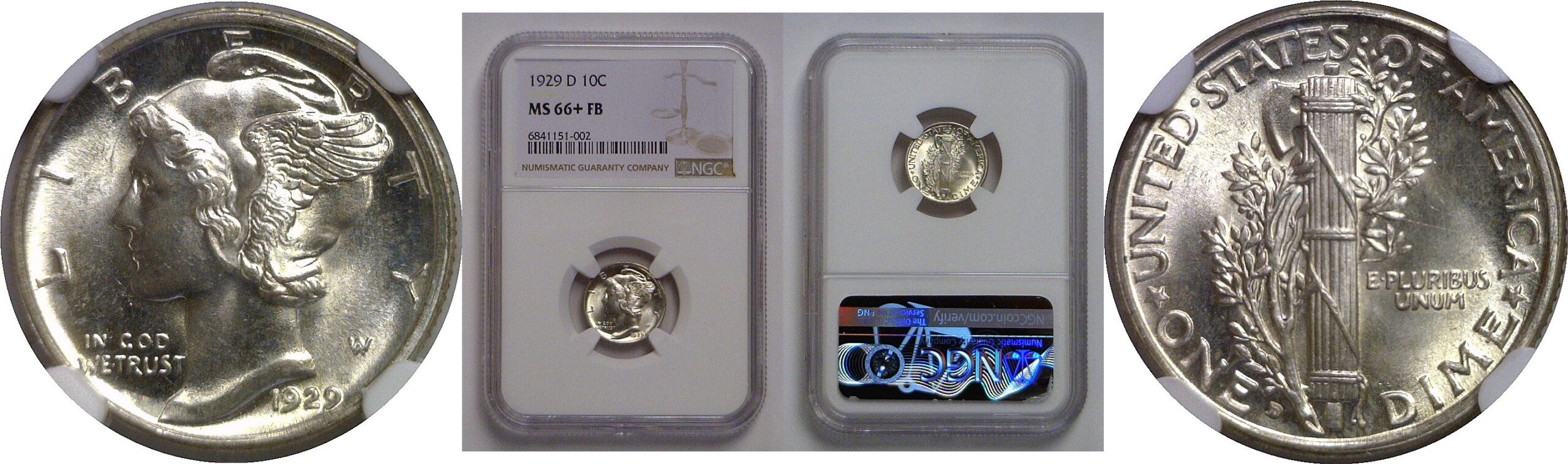 1929-D Mercury Dime   NGC MS-66+ FB