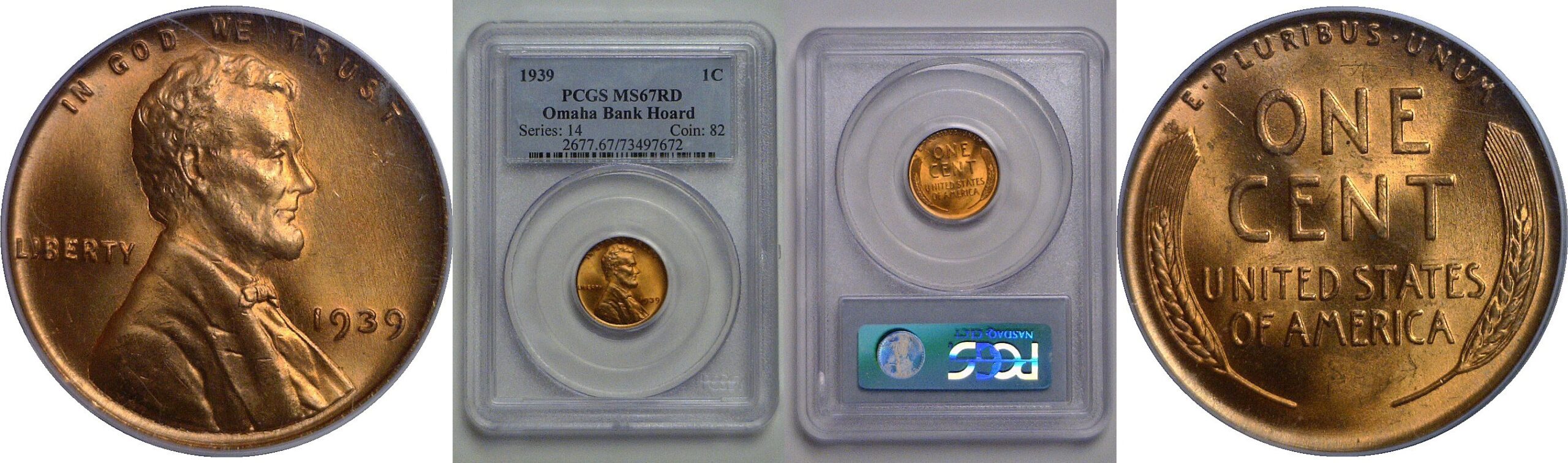 1939 Lincoln Cent   PCGS MS-67 RD