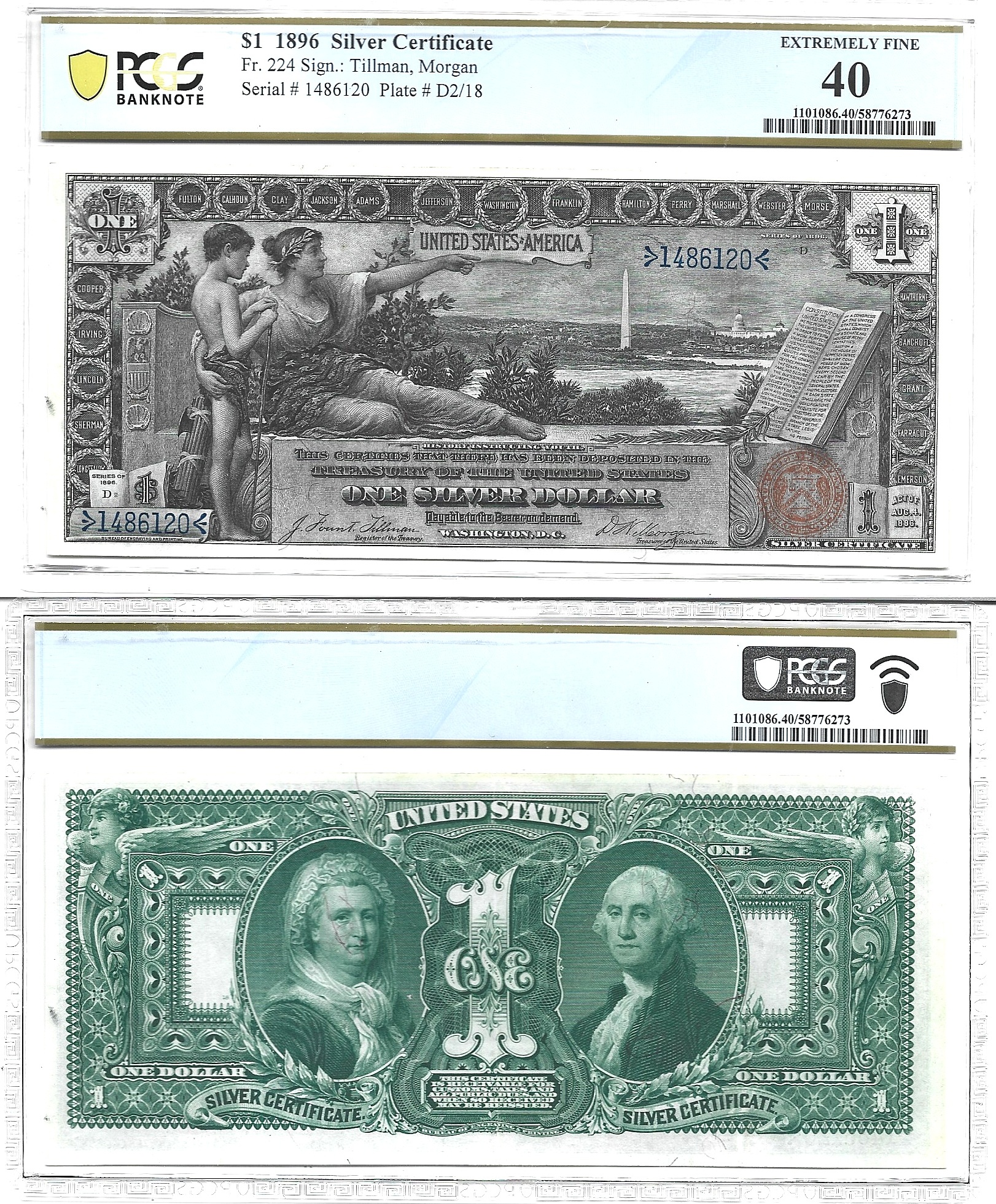 1896 $1 Silver Certificate Fr-224 PCGS XF-40