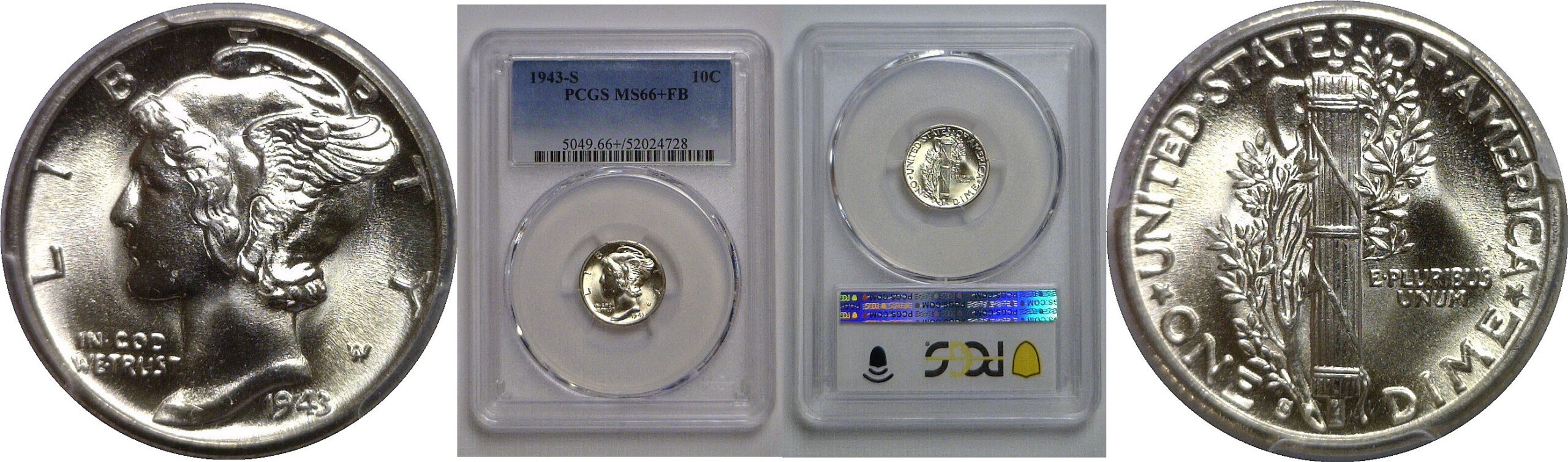 1943-S Mercury Dime   PCGS MS-66+ FB