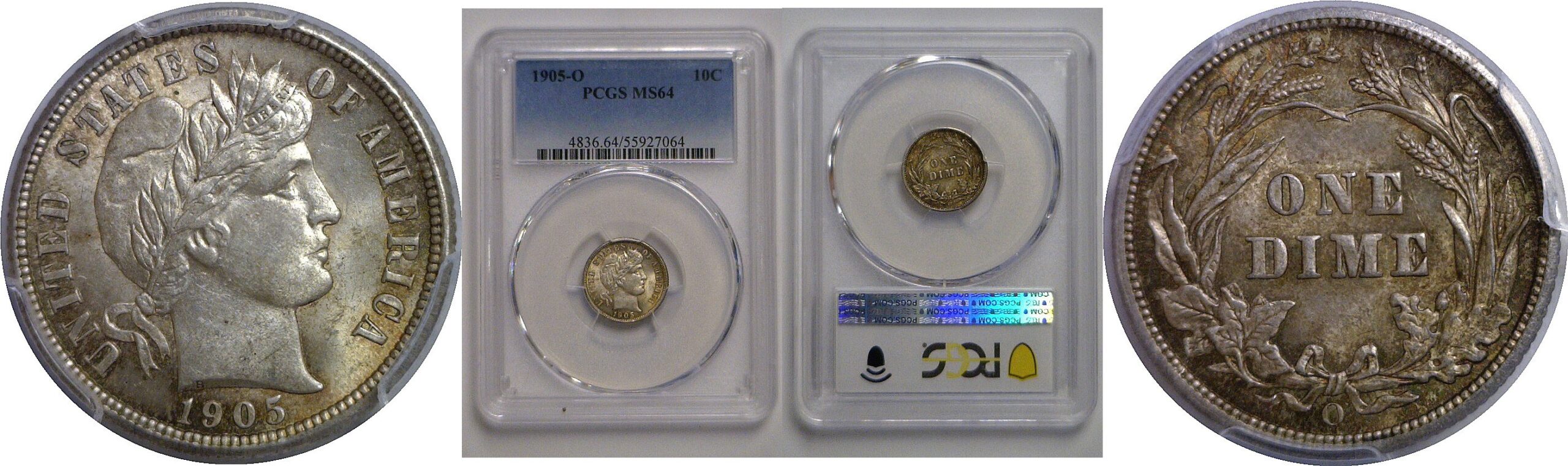 1905-O Barber Dime   PCGS MS-64
