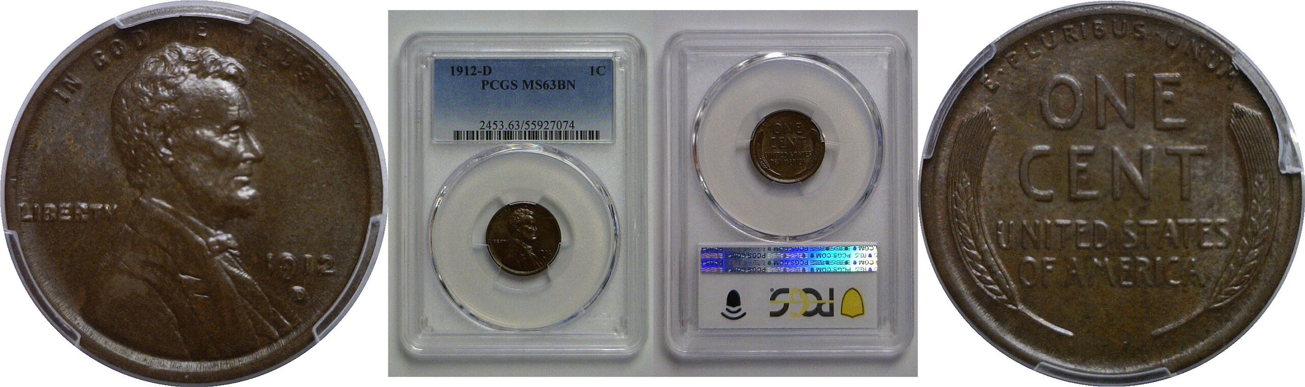 1912-D Lincoln Cent   PCGS MS-63 BN