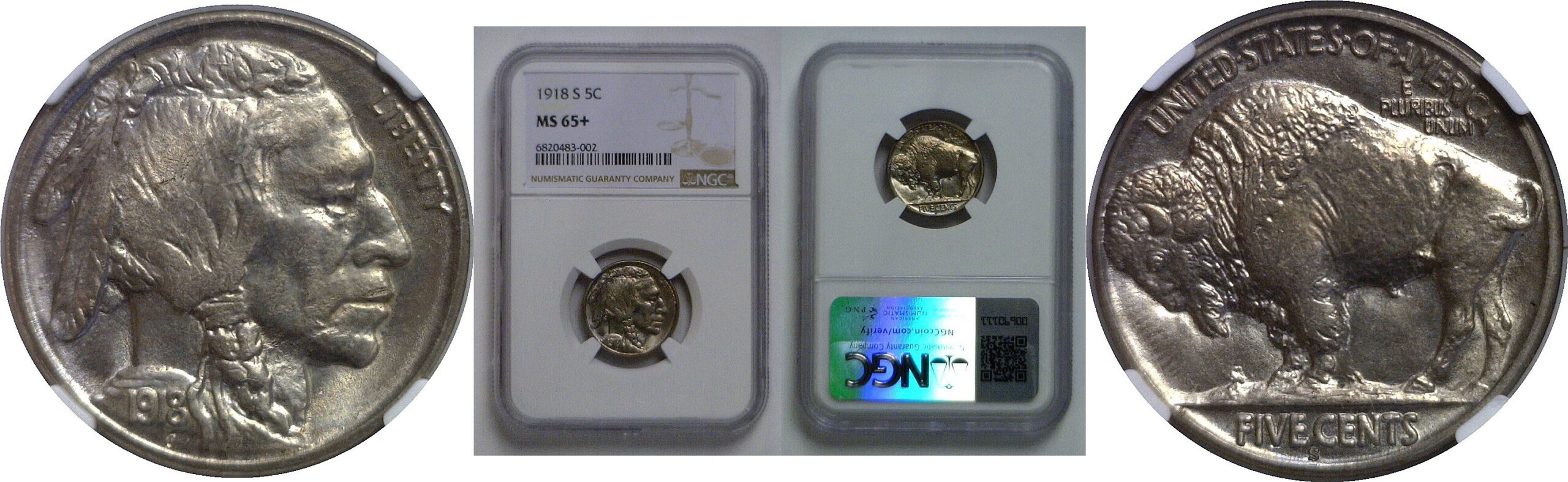 1918-S Buffalo Nickel   NGC MS-65+