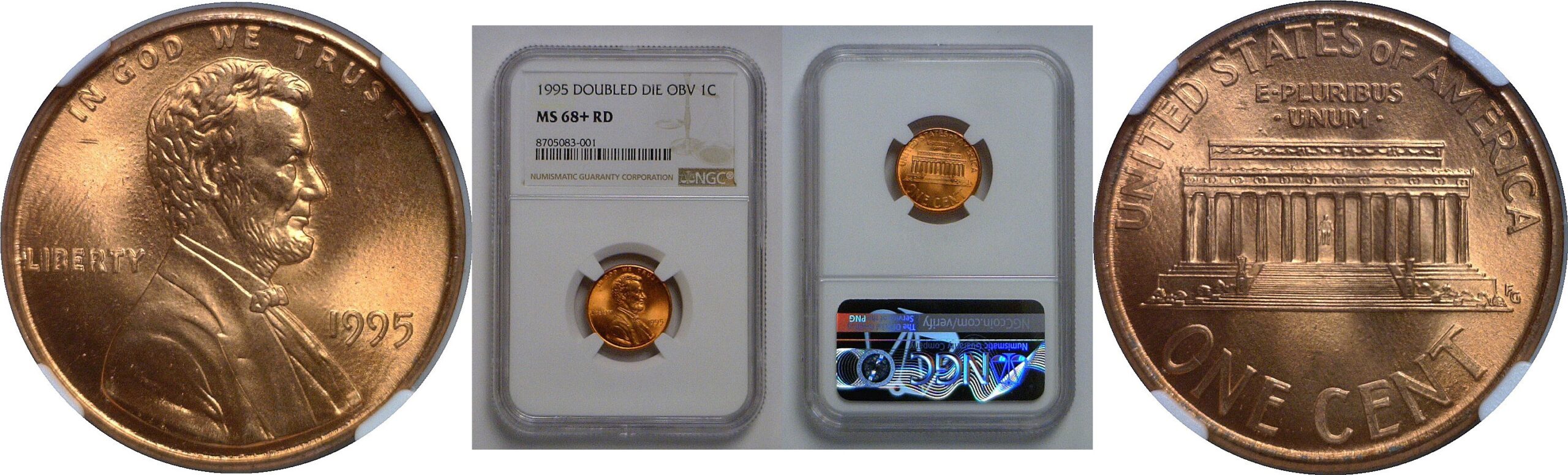 1995 Doubled Die Obverse   Lincoln Cent   NGC MS-68+ RD
