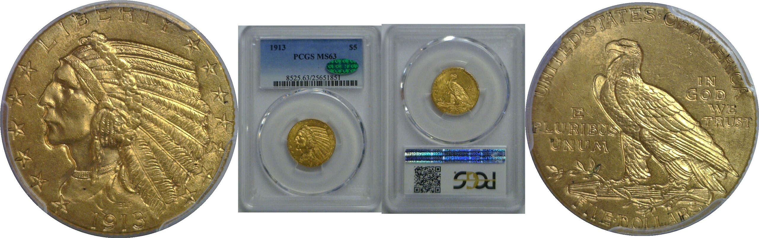 1913  $5 Indian    PCGS MS-63 CAC