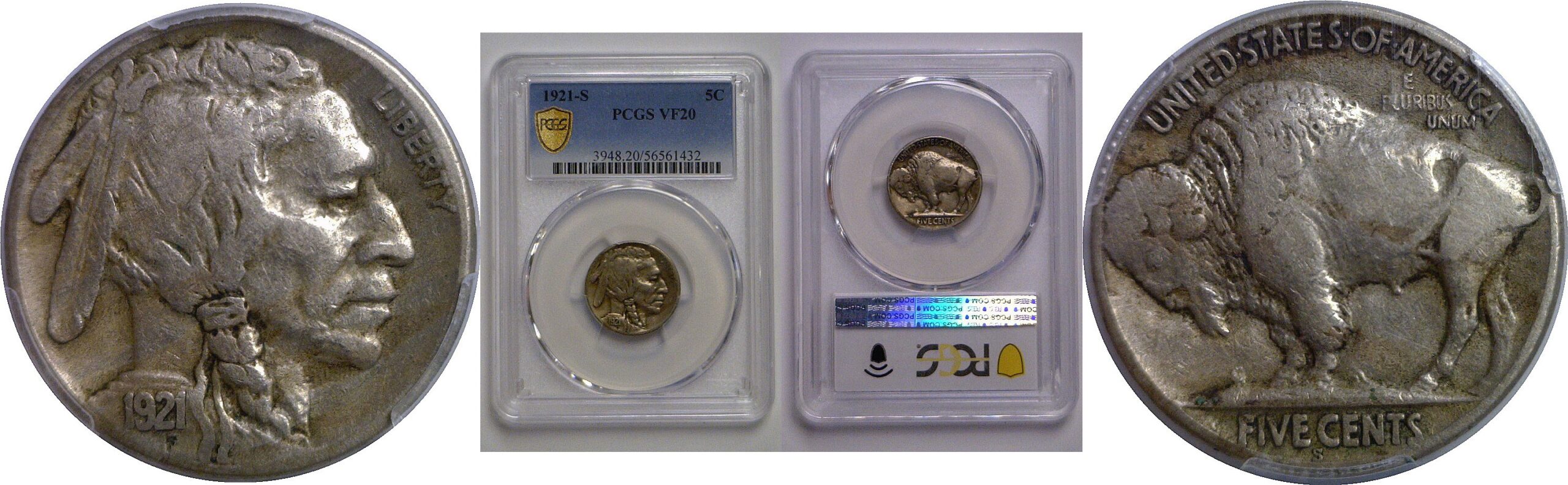 1921-S Buffalo Nickel   PCGS VF-20