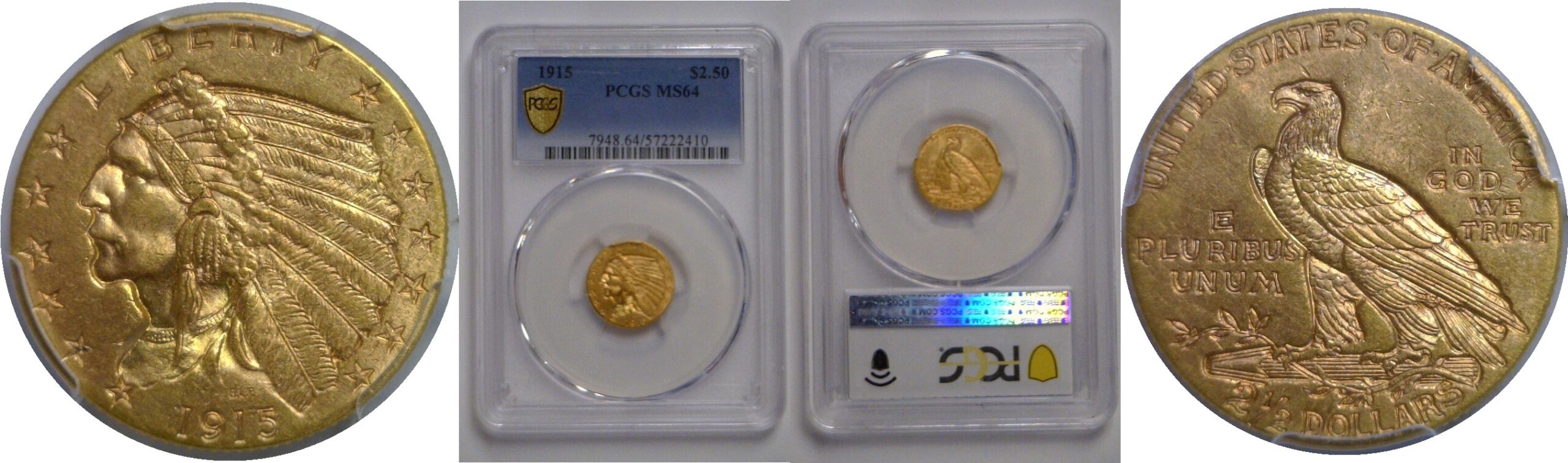 1915 $2 1/2 Indian   PCGS MS-64