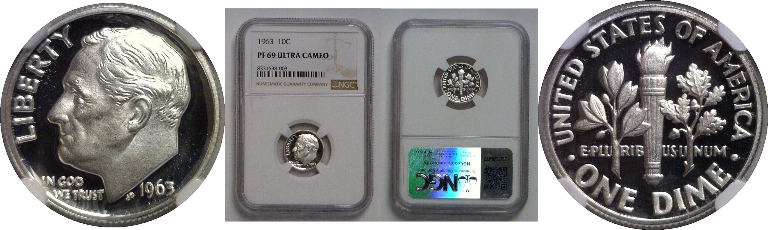 1963 Roosevelt Dime   NGC PF-69 Ultra Cameo