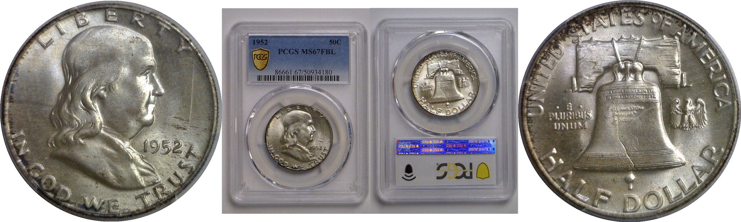 1952 Franklin Half Dollar   PCGS MS-67 FBL