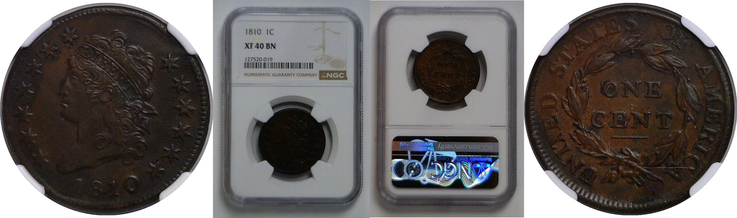 1810 Large Cent   NGC XF-40 BN