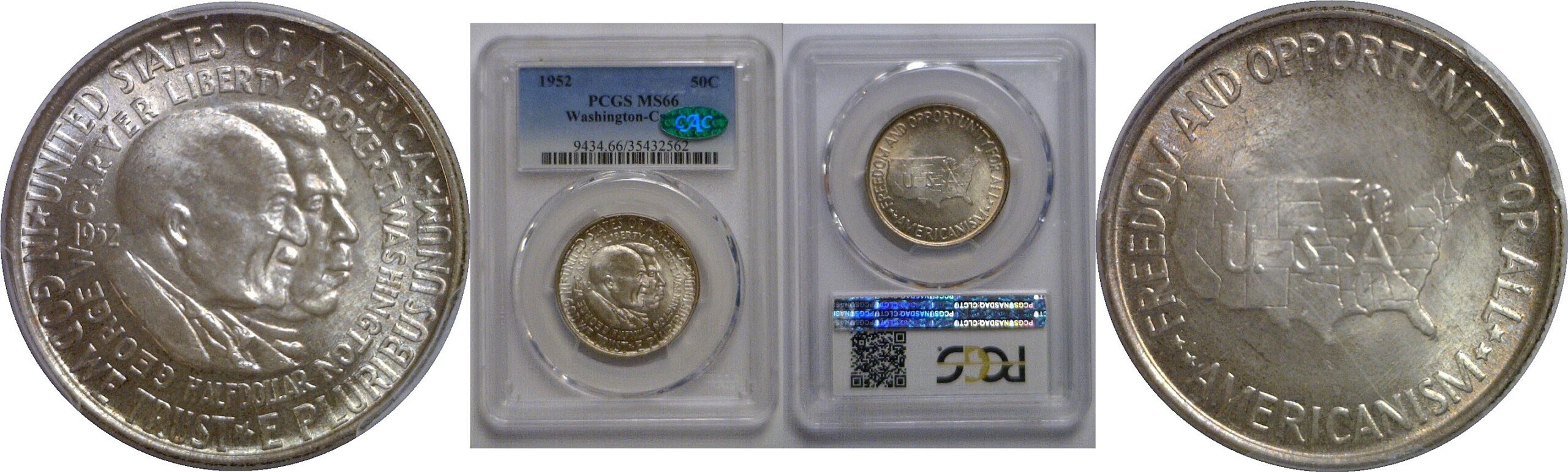 1952 Washington-Carver Commemorative Half Dollar   PCGS MS-66   CAC