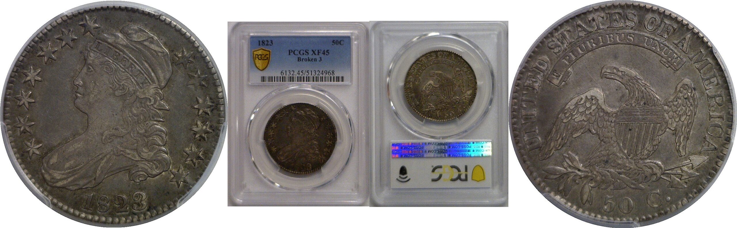 1823 Bust Half Dollar    PCGS XF-45
