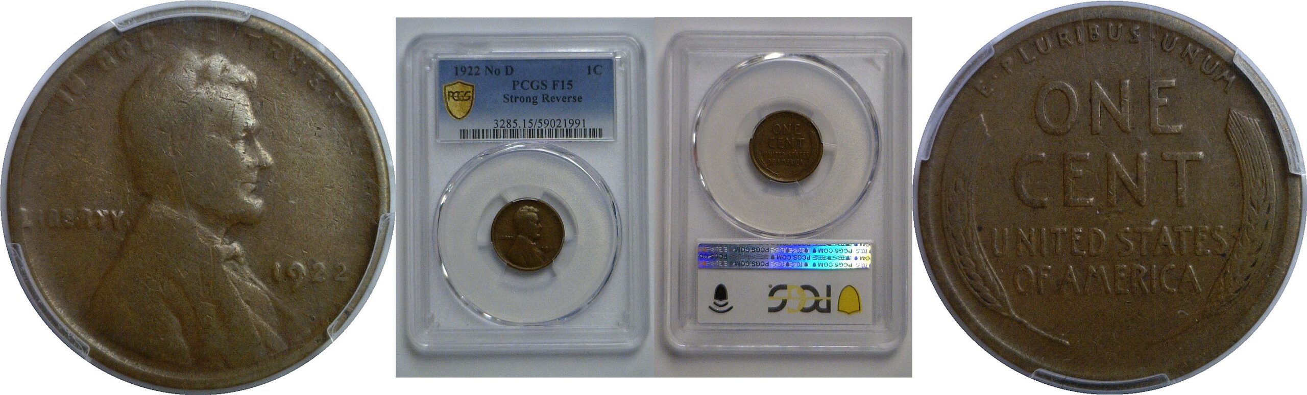 1922 No D   Lincoln Cent   PCGS F-15