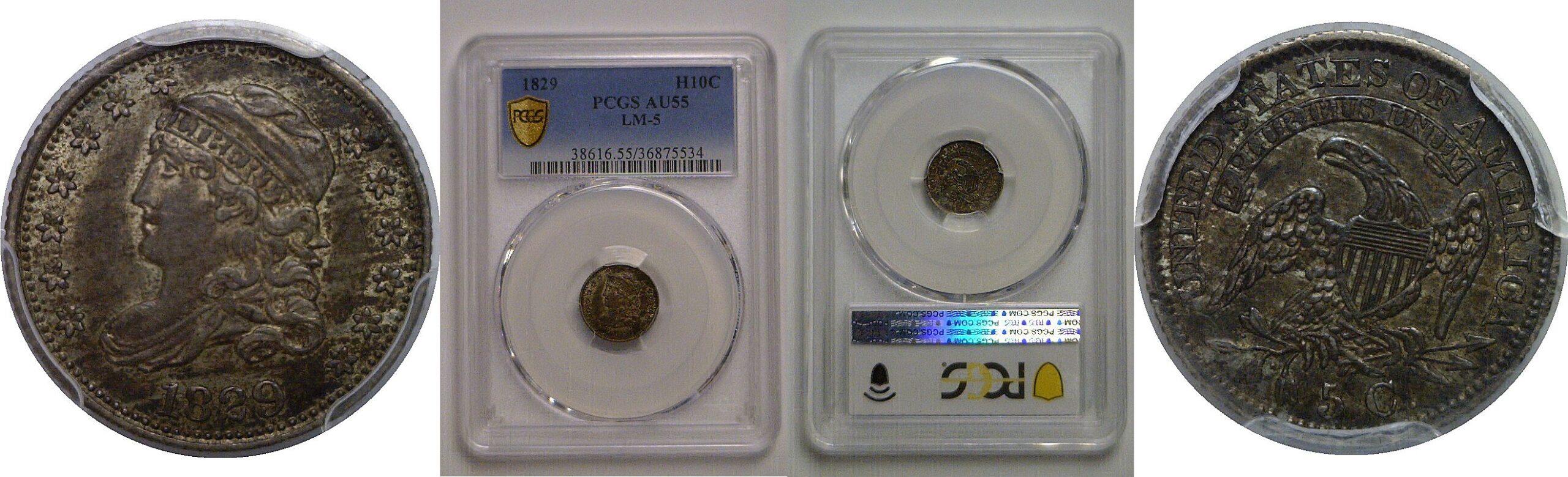 1829 Bust Half Dime   PCGS AU-55