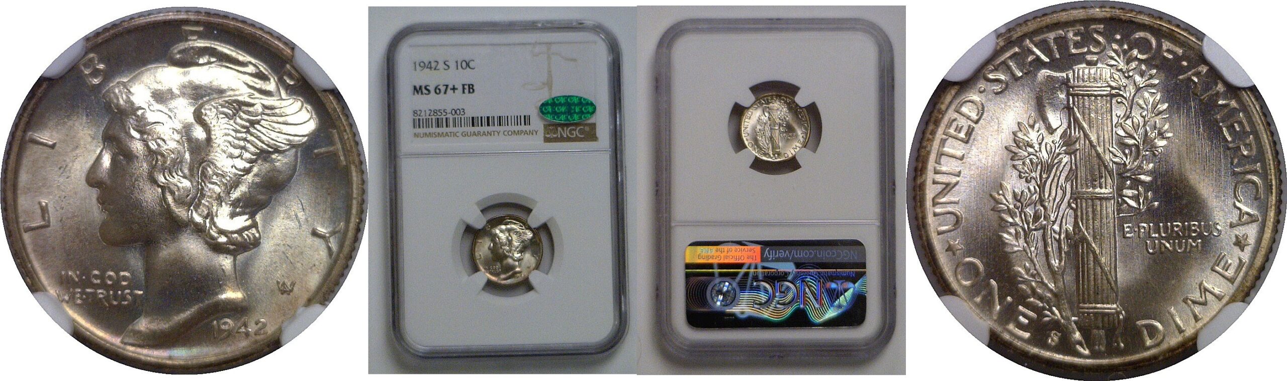 1942-S Mercury Dime   NGC MS-67+ FB  CAC