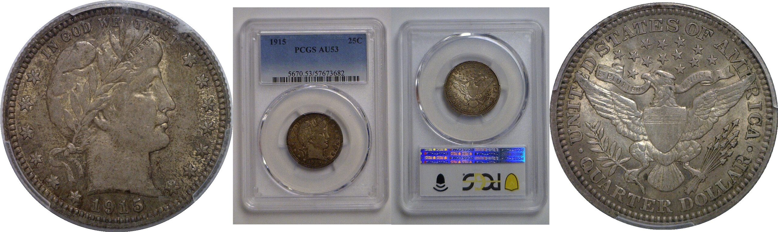 1915 Barber Quarter   PCGS AU-53