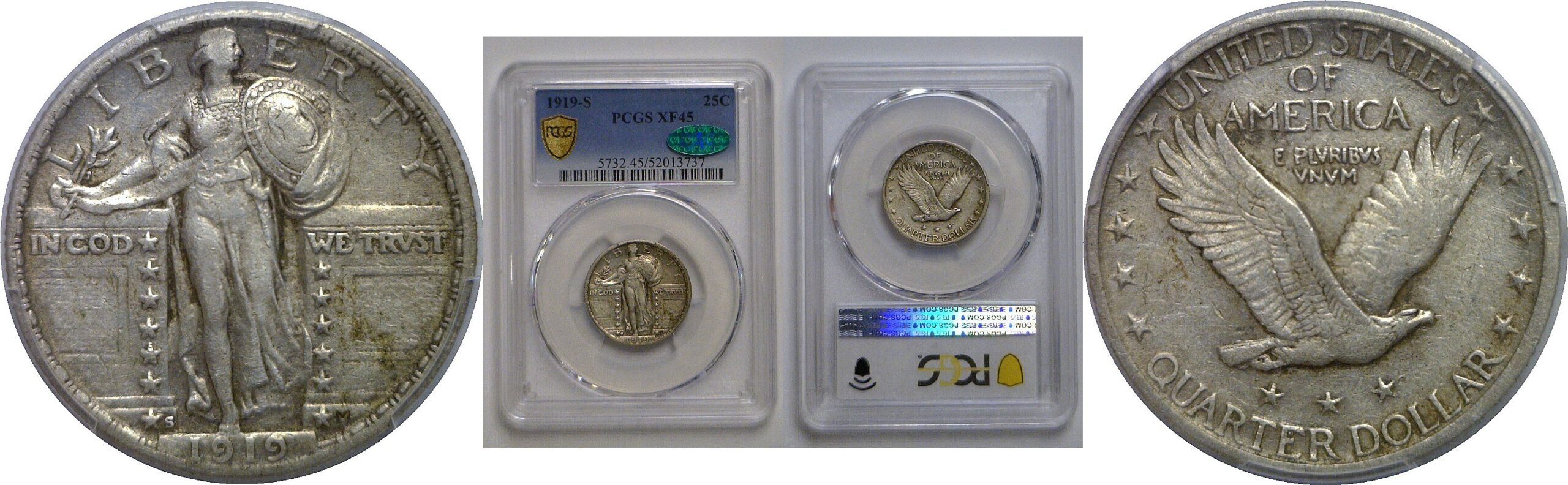 1919-S Standing Liberty Quarter   PCGS XF-45 CAC