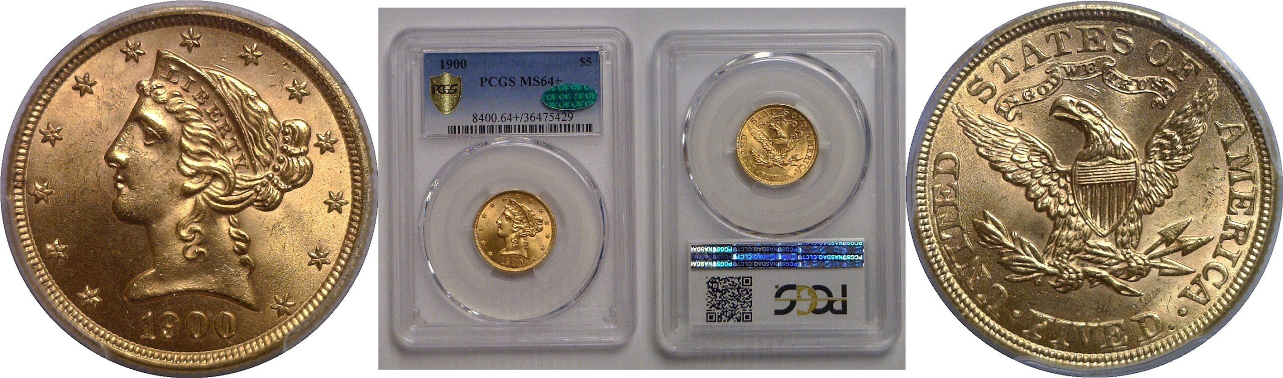 1900 $5 Liberty   PCGS MS-64+ CAC