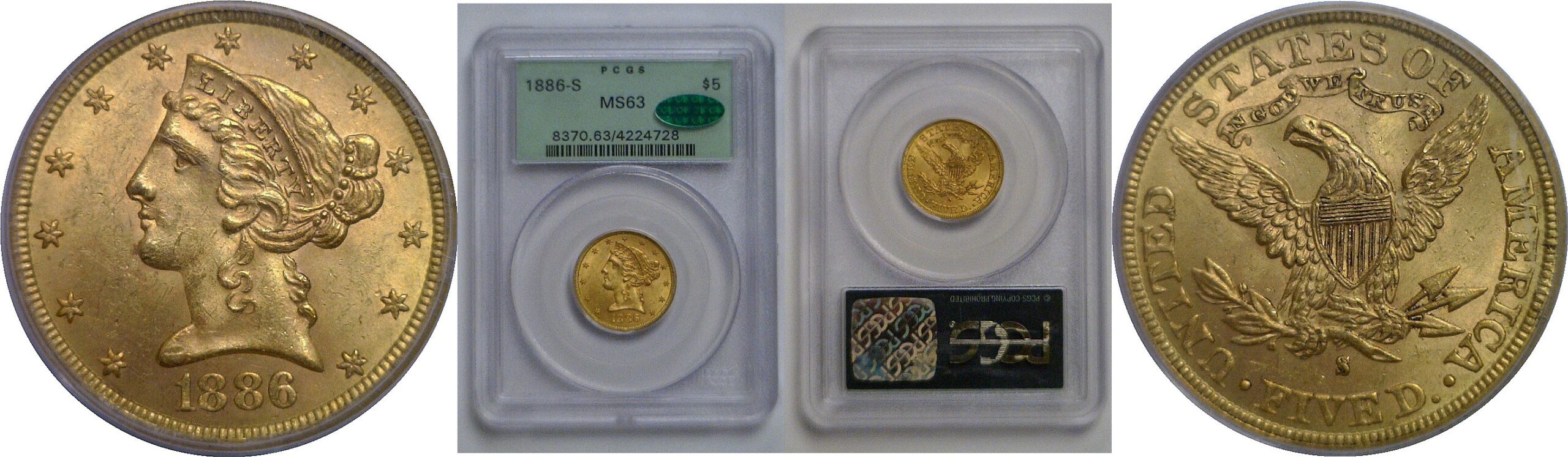 1886-S $5 Liberty   PCGS MS-63 CAC