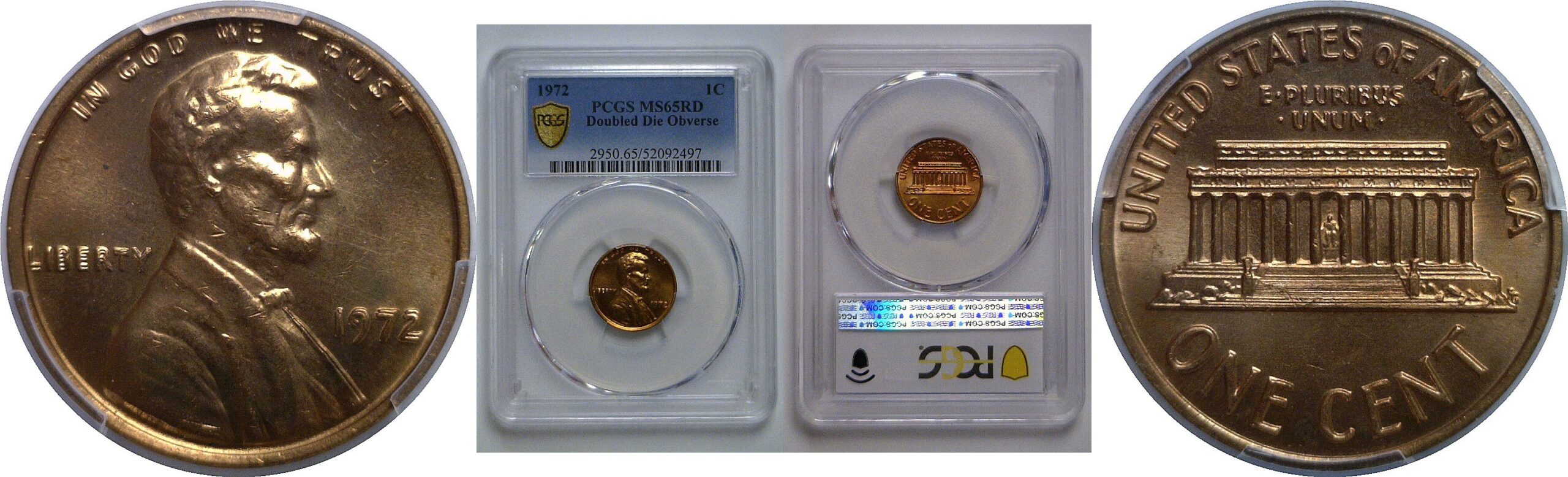 1972 Doubled Die Obverse   Lincoln Cent   PCGS MS-65 RD