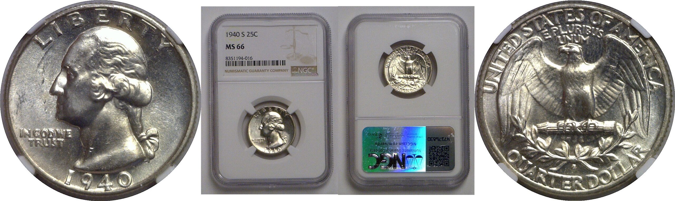 1940-S Washington Quarter   NGC MS-66
