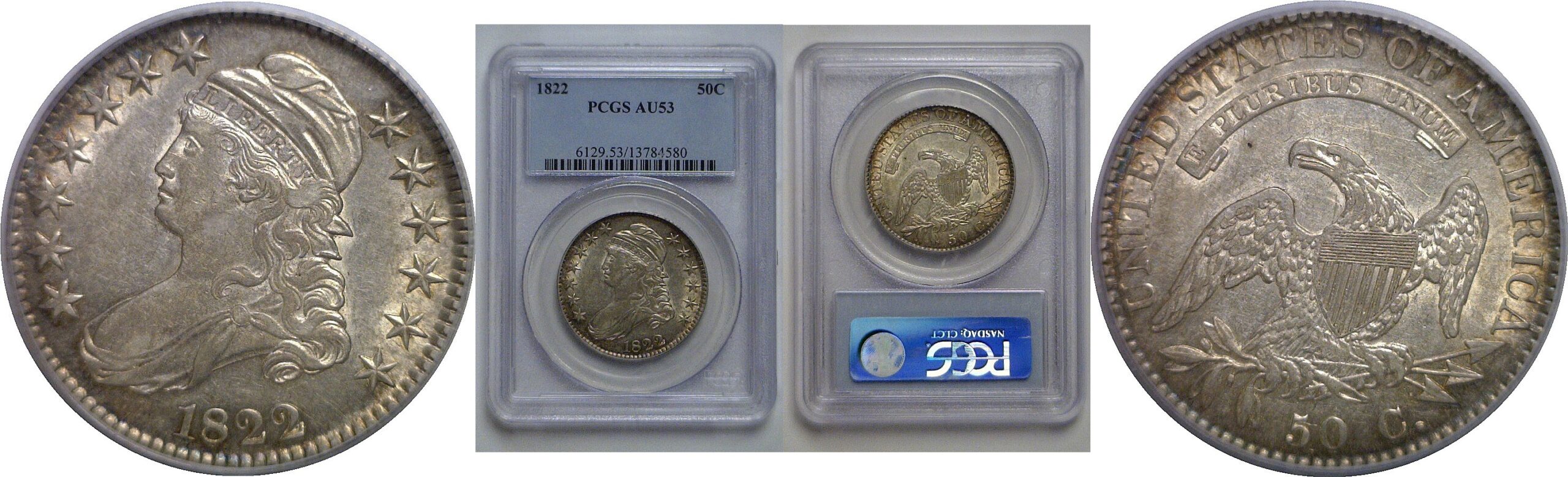 1822 Bust Half Dollar   PCGS AU-53