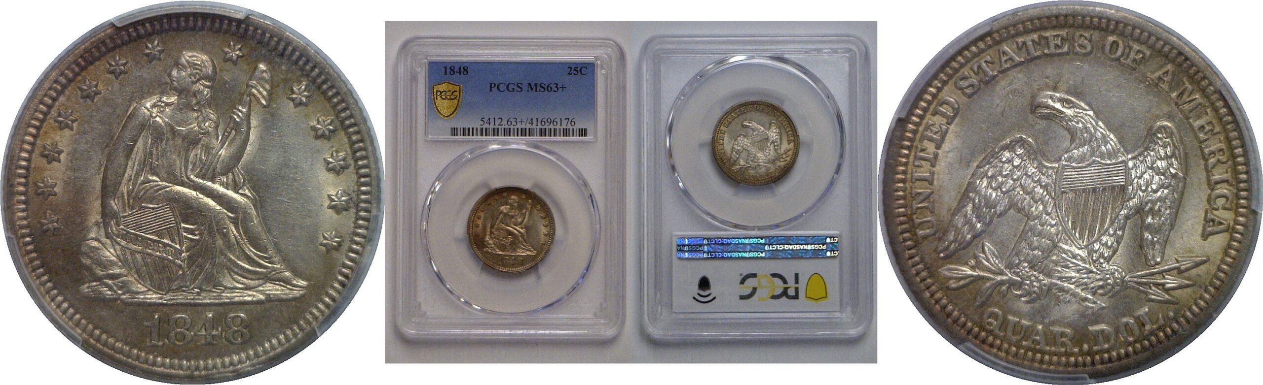 1848 Seated Liberty Quarter   PCGS MS-63+