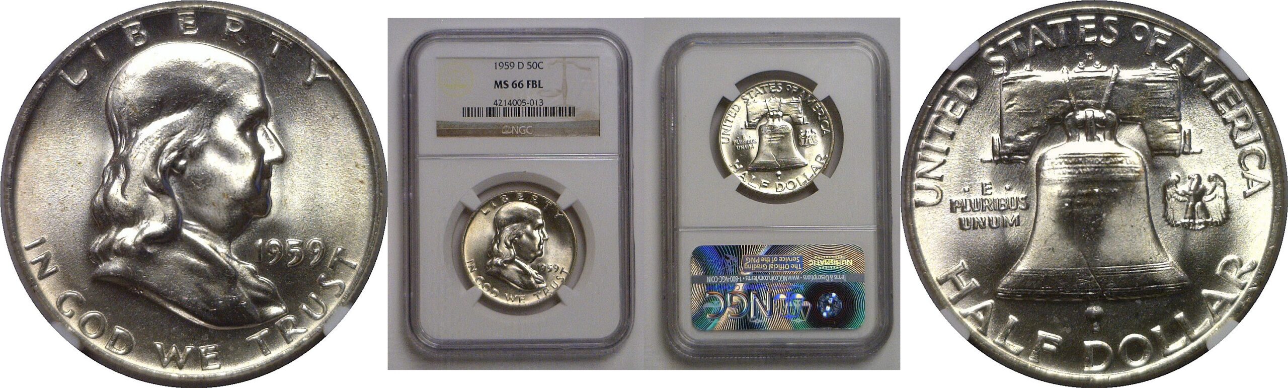 1959-D Franklin Half Dollar   NGC MS-66 FBL