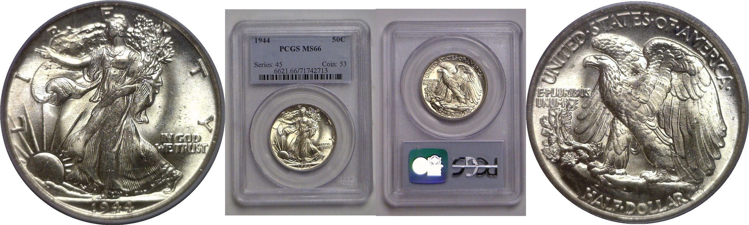 1944 Walking Liberty Half Dollar   PCGS MS-66