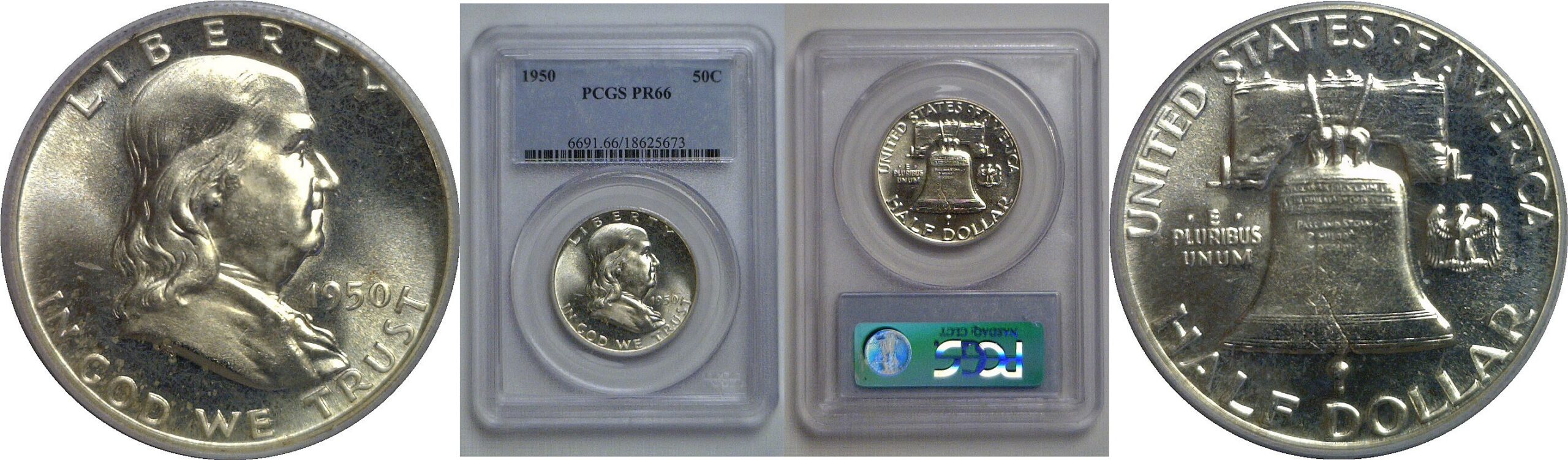 1950 Franklin Half Dollar   PCGS PR-66