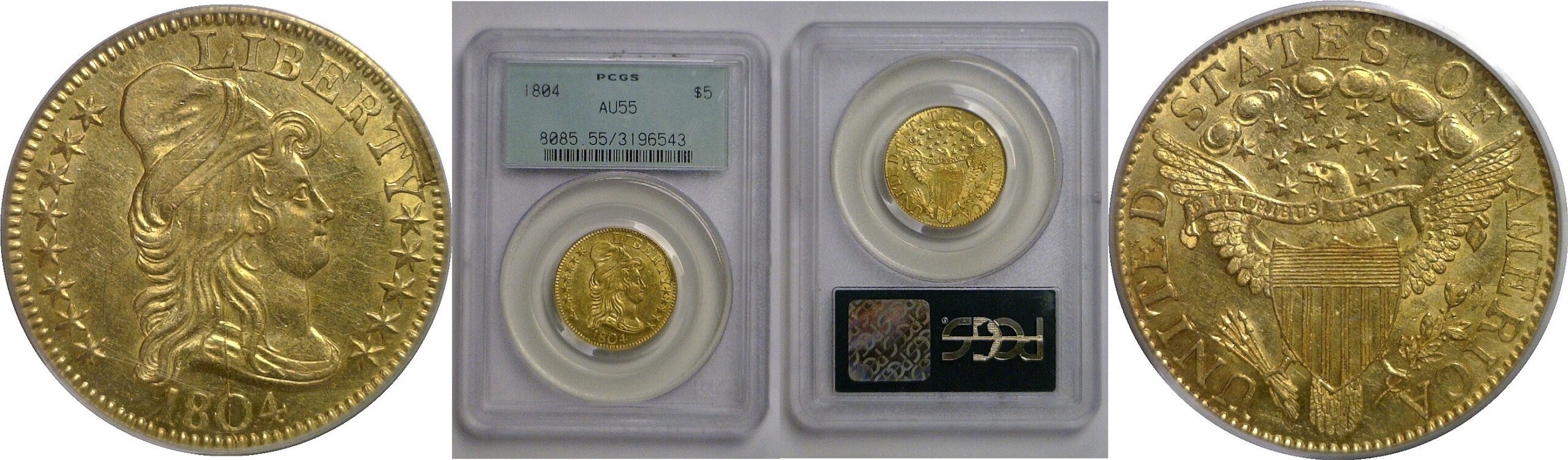 1804 $5 Capped Bust   PCGS AU-55