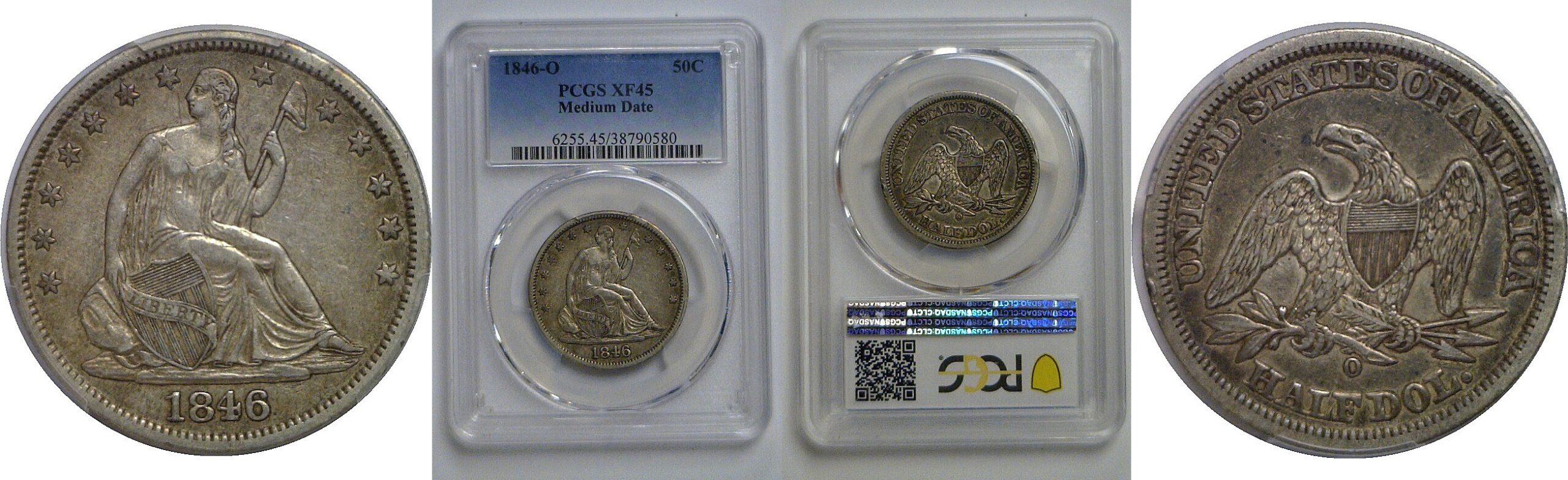 1846-O Seated Liberty Half Dollar   PCGS XF-45