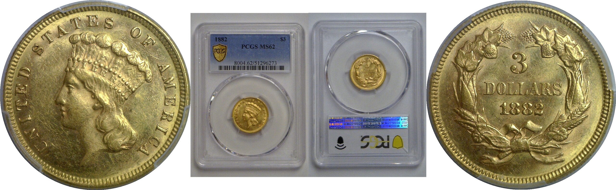 1882 $3 Princess   PCGS MS-62